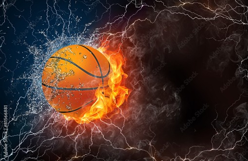 Picture of Basketball ball in fire and water